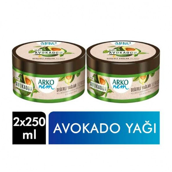 ARKO NEM DEĞERLİ YAĞLAR AVAKADO YAĞI 250ML NEMLENDİRİCİ KREM 2Lİ