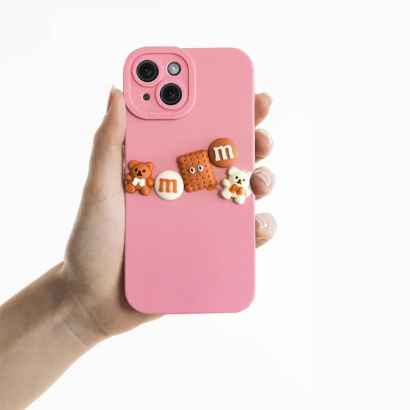 iPhone 14 Kılıf 3D M Bear Kamera Korumalı Silikon Kapak - 3