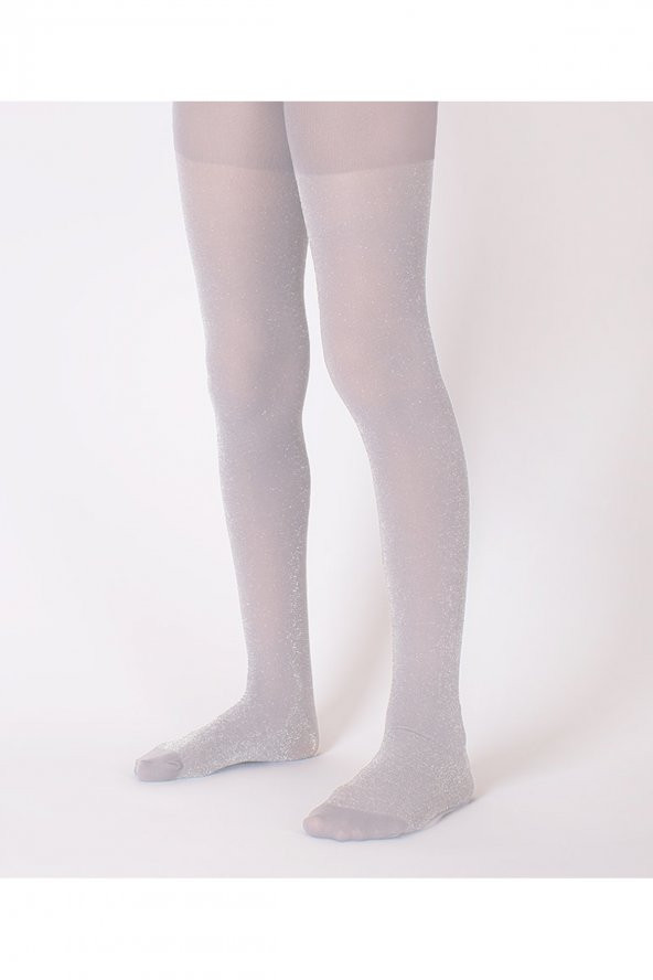 Simli Işıltılı Silver Kız Çocuk Külotlu Çorap