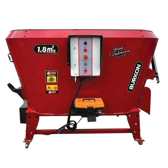 Burkon 1.8 m3 Çift Helezon Dikey Ev Elektrikli Yem Karma Makinası 220V