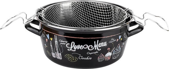 Tantitoni Love Menu Emaye Kızartma Tenceresi 28 cm KAPYA 28KTLM (8695836357347) - Resim 2