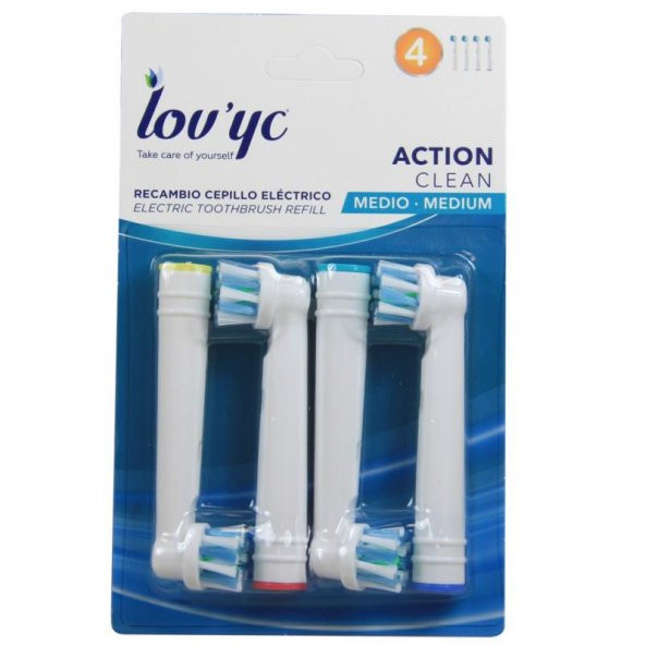 Lovyc Action Clean Orta 4lü Elektrikli Diş Fırçası Yedeği