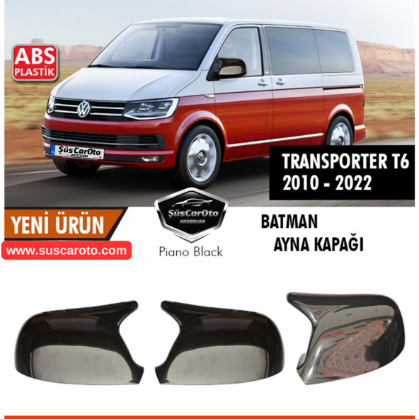 Vw Transporter T6 - T7 2010-2022 Uyumlu Batman Yarasa Ayna Kapağı Piano Black ABS Plastik - 2