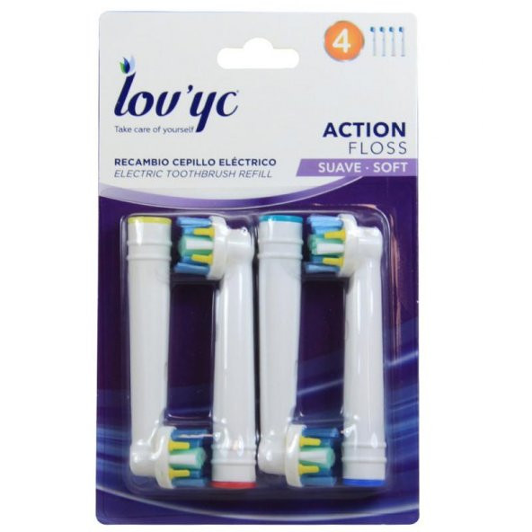 Lovyc Action Floss Yumuşak 4lü Elektrikli Diş Fırçası Yedeği