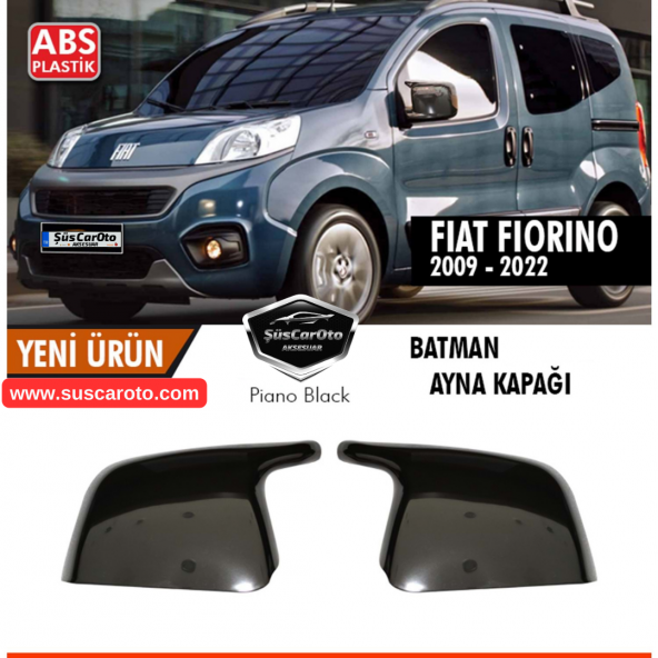 Fiat Fiorino 2008-2022 Uyumlu Batman Yarasa Ayna Kapağı Piano Black ABS Plastik - 3
