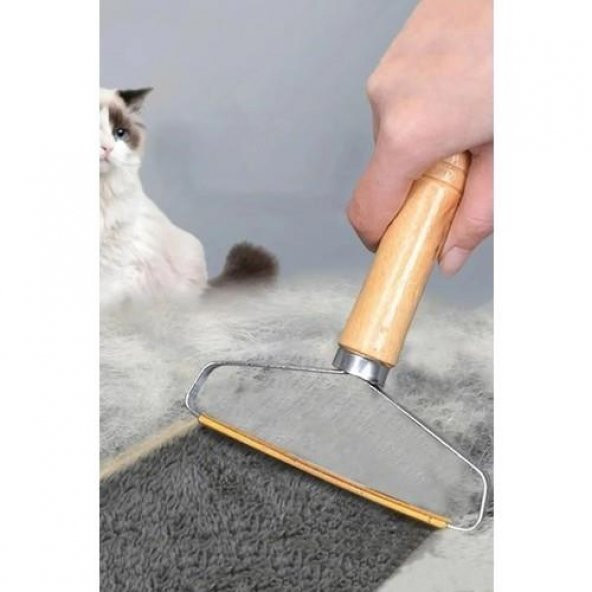 Ramdet Ahşap Saplı Metal Pamuk Temizleme Aparatı Kazak Elbise Halı Çift Taraflı Tüy Tiftik Toparlayıcı - 5