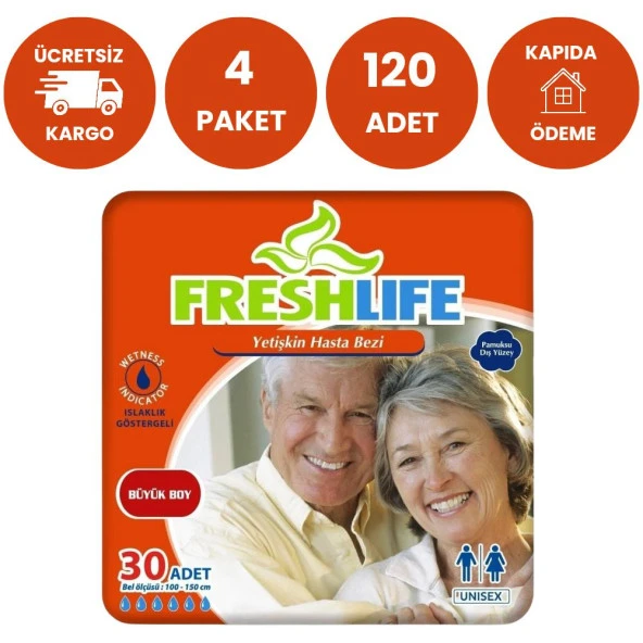 Freshlife Large Beden Büyük Boy Yetişkin Hasta Bezi 4 X 30'Lu
