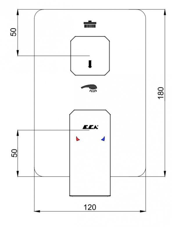 Eca Tiera Ankastre Mat Siyah Banyo Bataryası 2 Parça Set / 2 Yollu (102167205C1-KDE+102166201C1) - 3