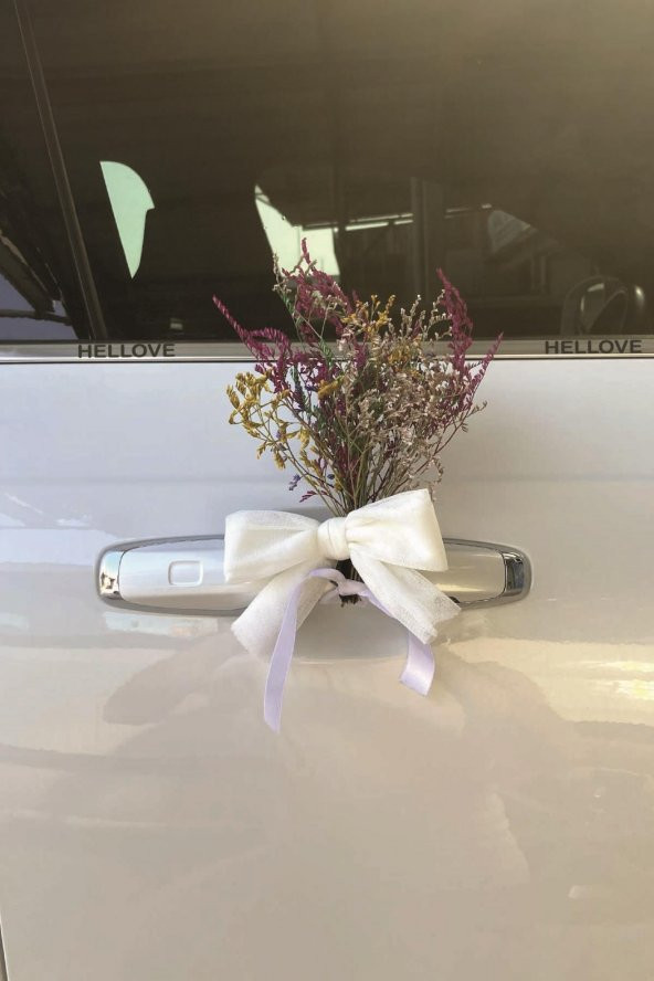 Düğün Araba Süsü Kurutulmuş Çiçek Buketi Kurdeleli Bağlanmaya Hazır 1 Adet Gelin Arabası Süsleme Çiçeği