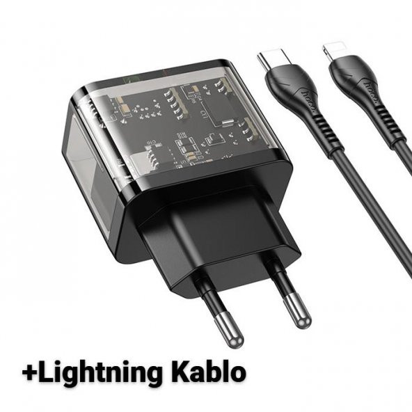 Polham 20W 1x USB,1x Type-C Şarj Başlığı, 1MT iPhone Lightning Kablolu Süper Hızlı Şarj Adaptör Seti - 3