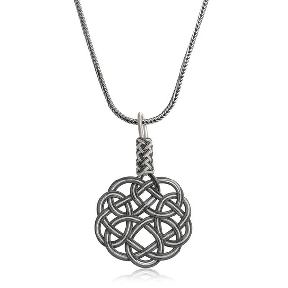 Gümüş Kazaziye Örgü Kadın Kolye  SL5234 ürün görseli