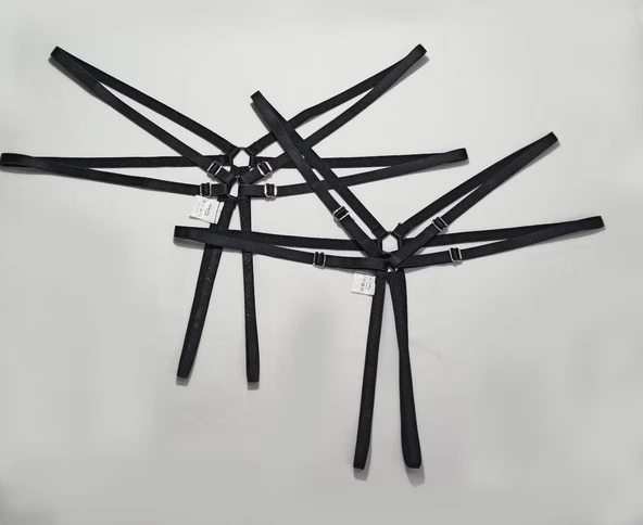 ASM1217 Kadın 2 Li Siyah Yıldızımsın Çift Lastik Tanga - 5