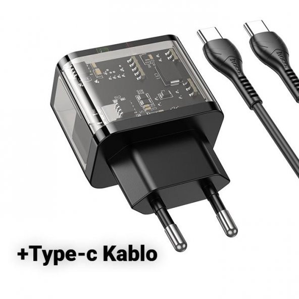 Polham HC Seri 20W 1x USB,1x Type-C Şarj Başlığı ve 1MT Type C Kablolu Süper Hızlı Şarj Adaptör Seti - 3