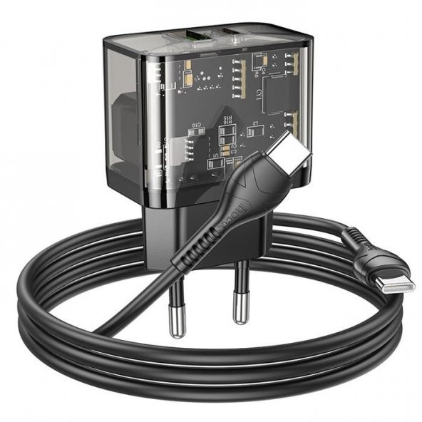 Polham HC Seri 20W 1x USB,1x Type-C Şarj Başlığı ve 1MT Type C Kablolu Süper Hızlı Şarj Adaptör Seti - 5