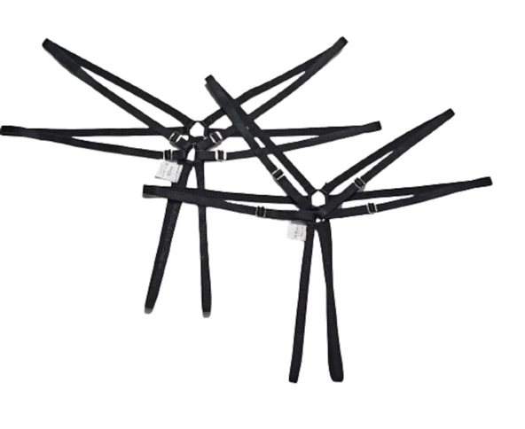 ASM1217 Kadın 2 Li Siyah Yıldızımsın Çift Lastik Tanga - 4