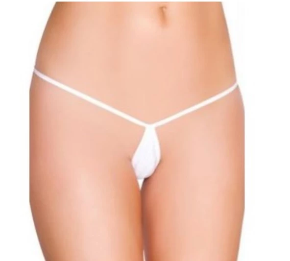 ASM1211 Kadın 2 li  Beyaz Mıcro Mini Damla Kıskırtıcı String - 2