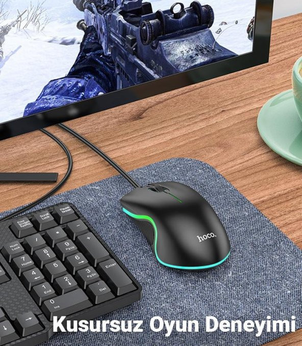 Polham HC RGB Series 1.4MT Kablolu 1000DPI LED Işıklı Gamer Oyuncu Optik Mouse, Ergonomik Ultra Hassas Mouse - 2