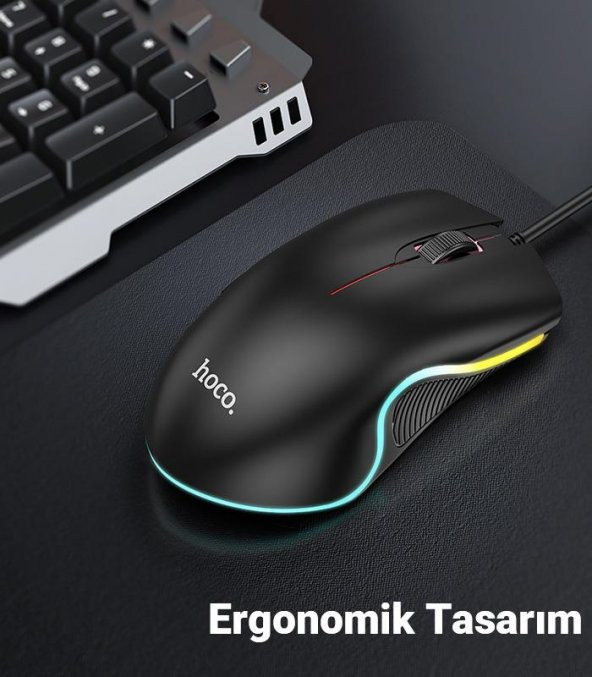 Polham HC RGB Series 1.4MT Kablolu 1000DPI LED Işıklı Gamer Oyuncu Optik Mouse, Ergonomik Ultra Hassas Mouse - 3