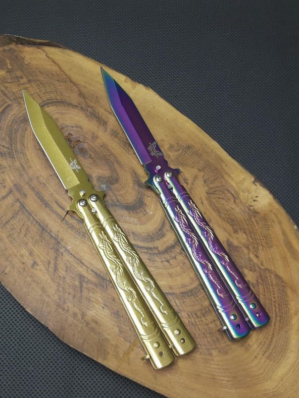 2 Adet 21 cm Gold ve Gökkuşağı Kelebek Çelik Üründür