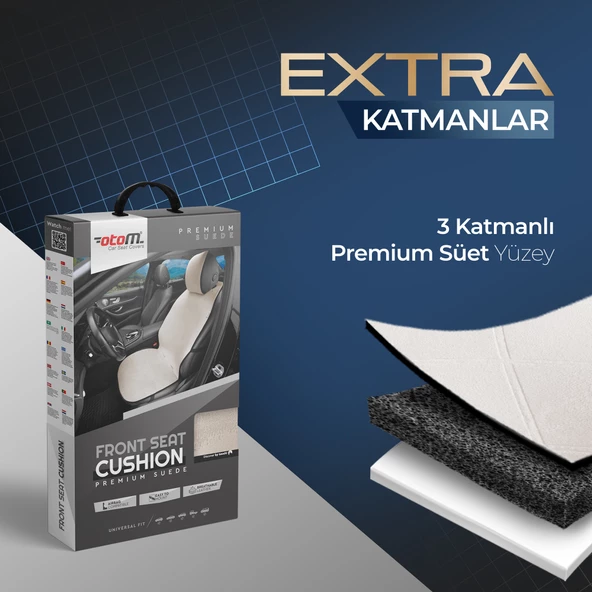 Otom Premium Koruyucu Oto Koltuk Minderi Yüksek Kalite Süet  Bej - 5