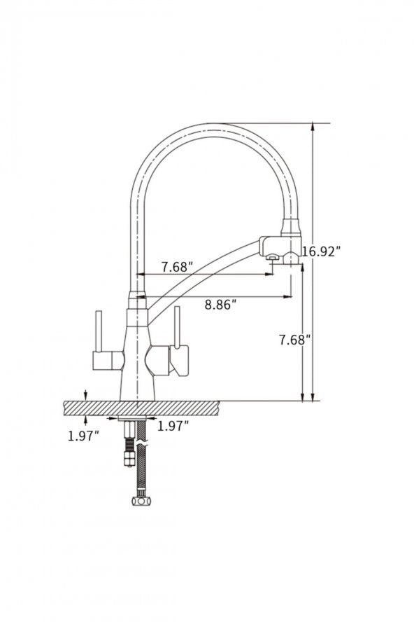 Movecci   Dual Flow Çift Akışlı Silikon Hortumlu Eviye Bataryası Su Arıtma Girişli - 2