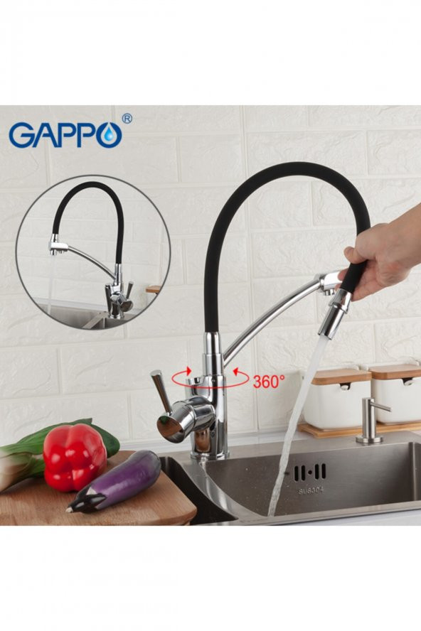 Movecci   Dual Flow Çift Akışlı Eviye Mutfak Bataryası Buton Kumandalı Silikon Hortumlu - 3