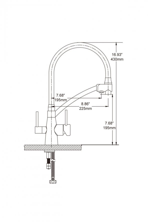 Movecci   Dual Flow Çift Akışlı Silikon Hortumlu Eviye Bataryası Su Arıtma Girişli - 3