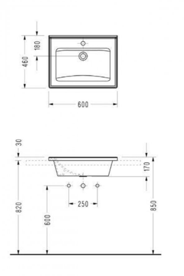 Eca   Serel Star 60 Cm Tezgah Etajerli Lavabo 3001txs110h - 2