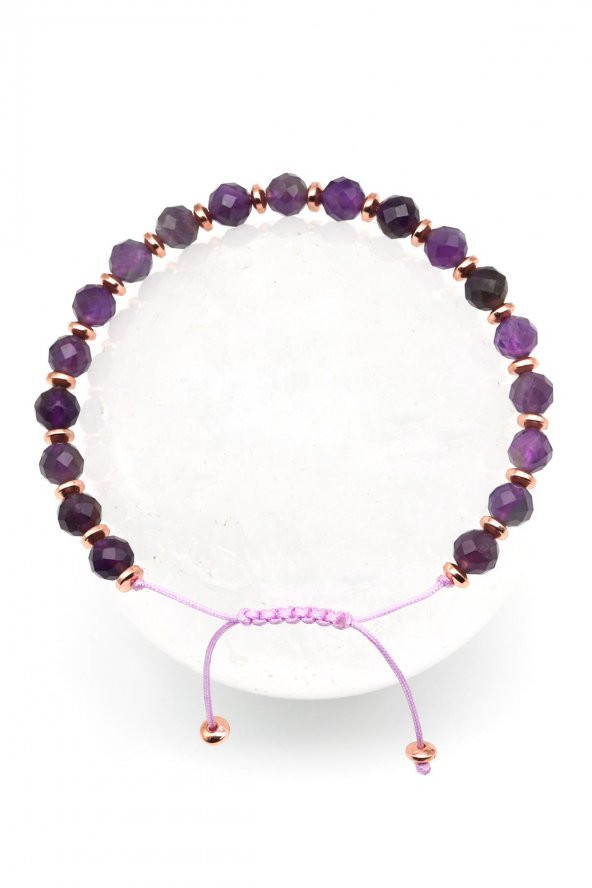 Ametist Doğal Taş Makrome Örme Bileklik ürün görseli