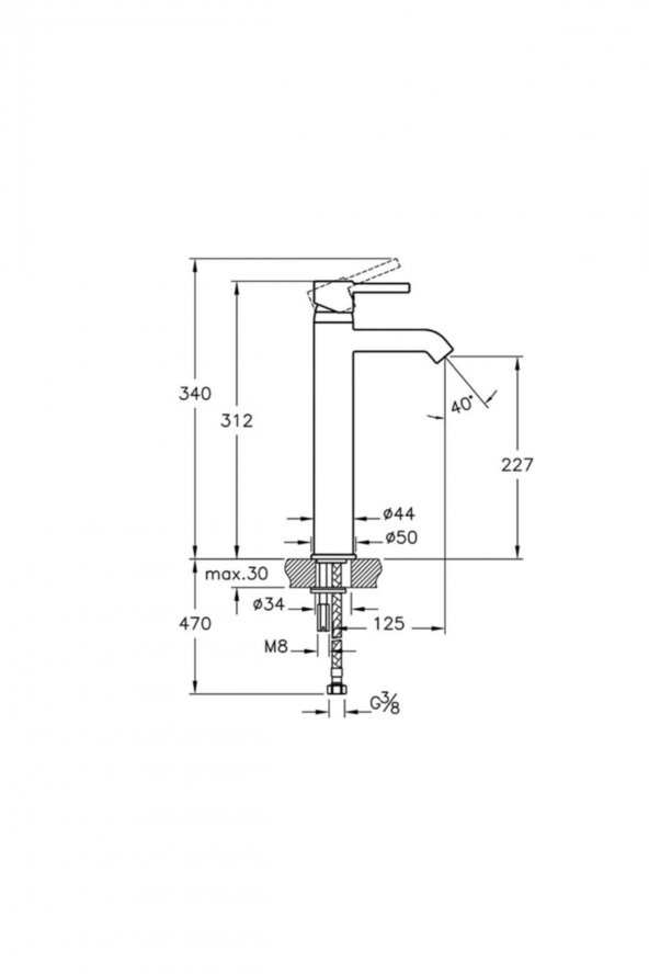 Artema Minimax S A41990 Yüksek Lavabo Bataryası, Krom - Resim 3