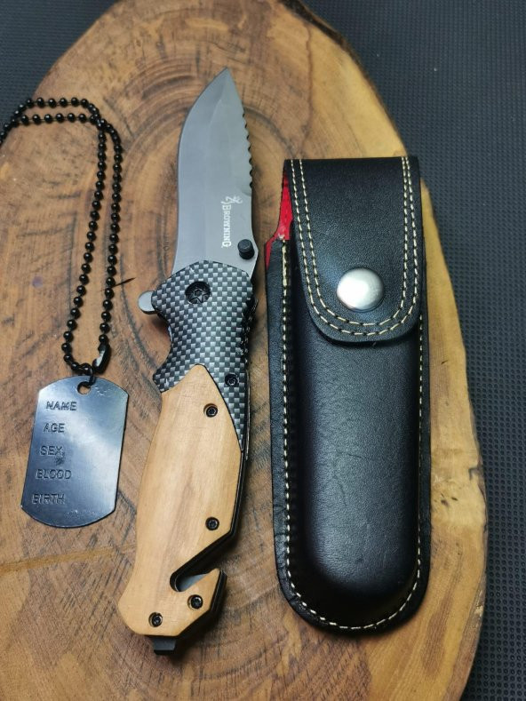 İsme Özel 21 cm Browning Çakı,Asker Kolye Künye ve Kılıf
