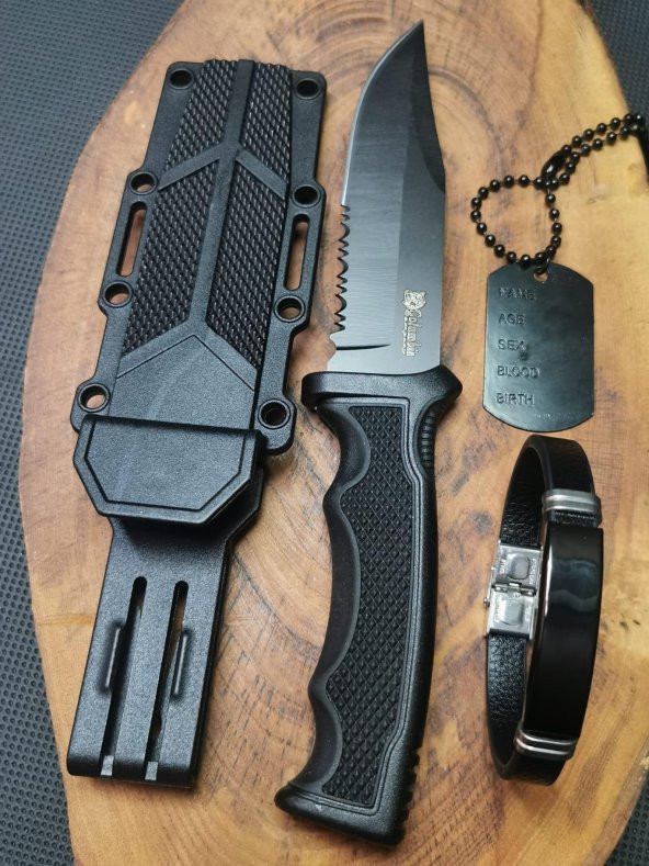 İsme Özel 23 cm Sert Kılıflı Avcı Bıçağı,Künye Kolye ve Bileklik
