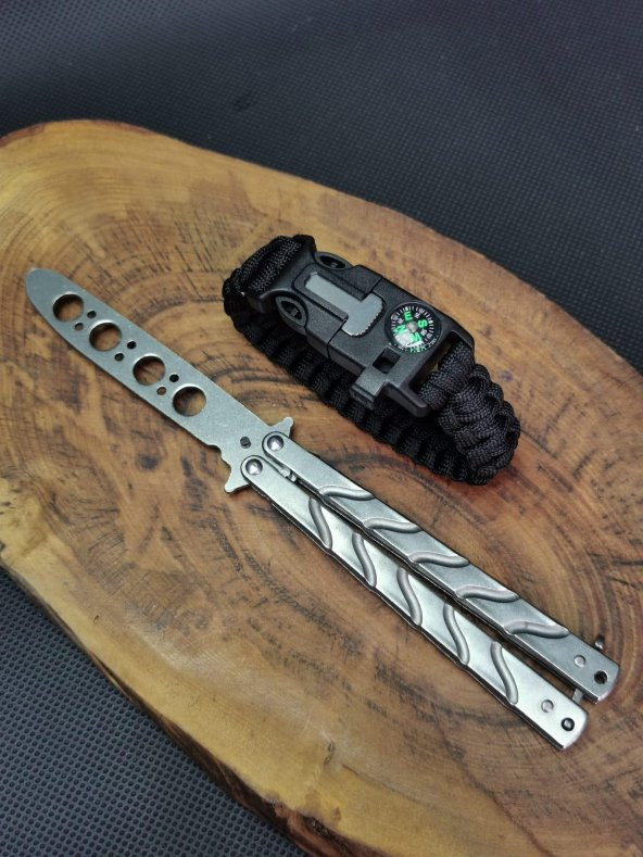 Paracord Bileklik ve 21 cm Gümüş Eğitim Kelebek Seti
