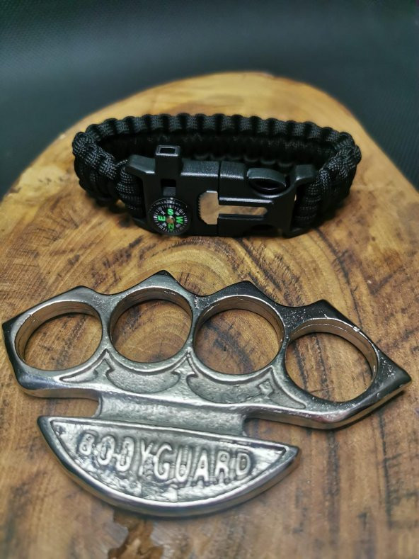 Paracord Pusulalı Düdüklü Bileklik ve Musta Seti