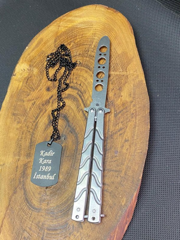 21 cm Gümüş Eğitim Kelebek + Asker Künye Seti