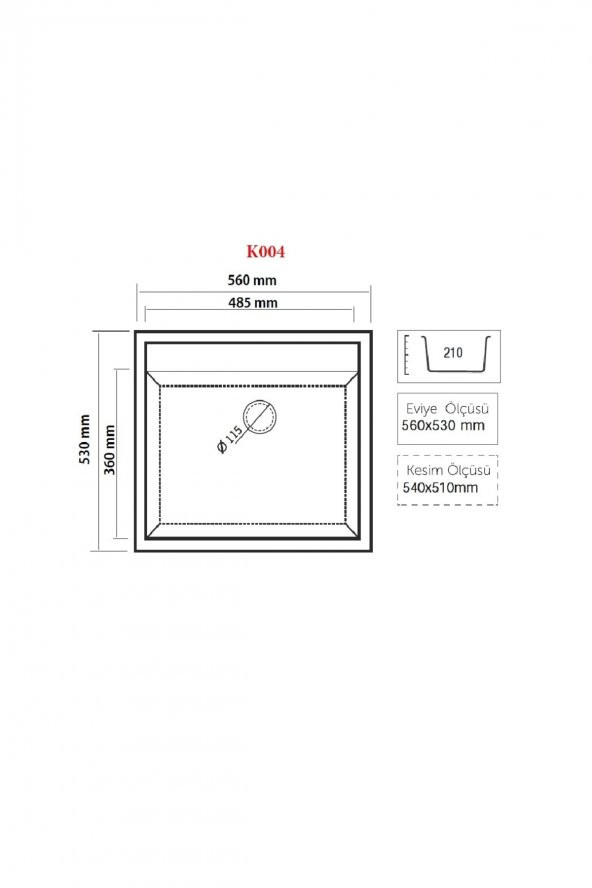 Real Stone K004 Olympos 56 Antrasit Granit Mutfak Eviyesi - 3