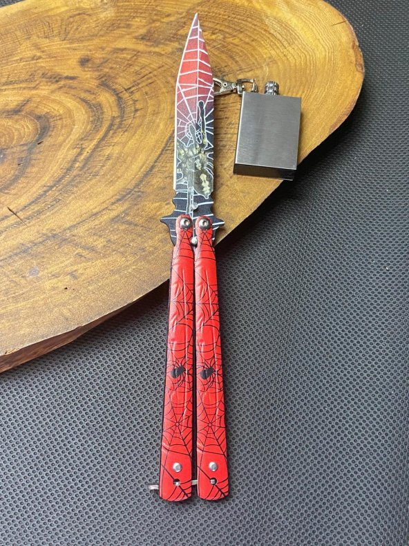 Kamp Outdoor 21 cm Kırmızı Kelebek + Zippo Kibrit Çakmak Seti