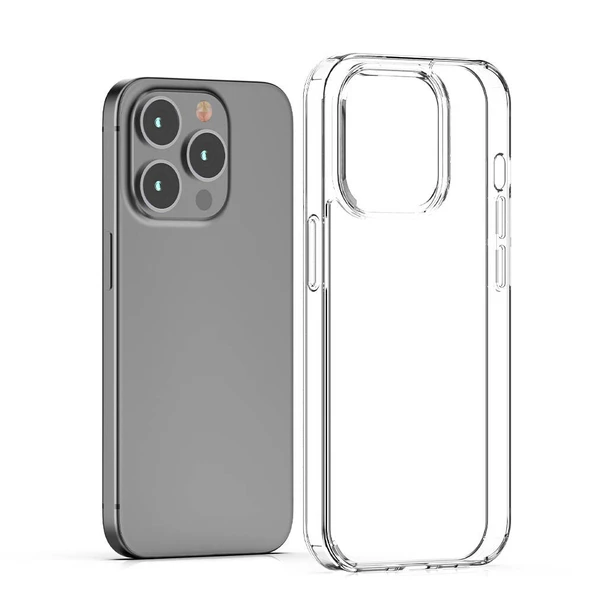 iPhone 15 Pro Kılıf Coss Şeffaf Sert Silikon Kılıf - Resim 4