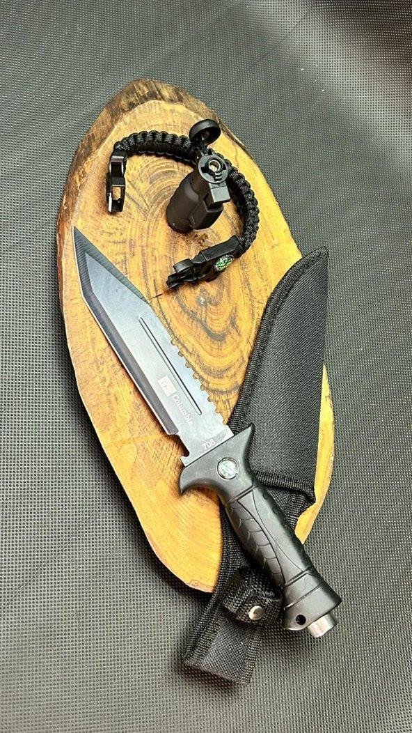 Kişiye Özel 30 cm Avcı Bıçağı ve Pusulalı Bileklik Seti