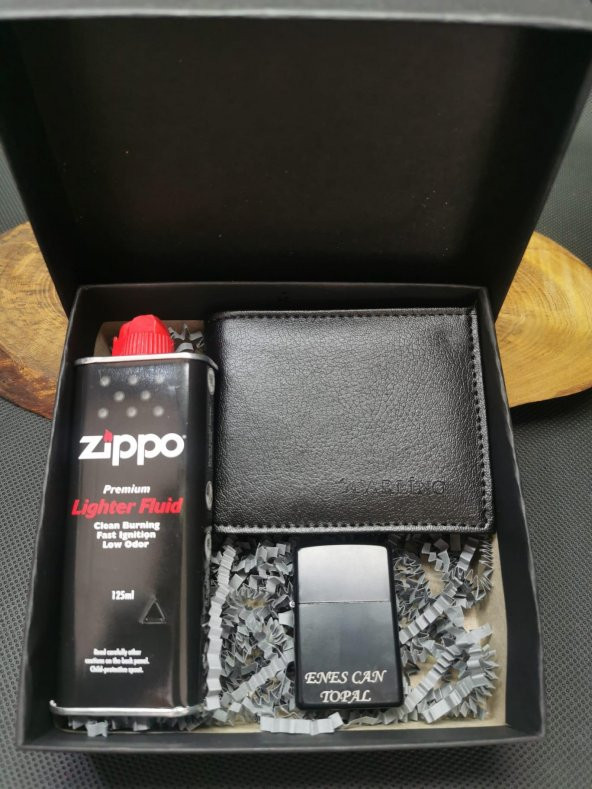 İsme Özel Zippo Benzin,Çakmak ve Cüzdan Seti