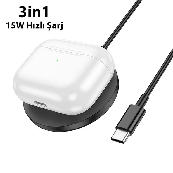 Polham HC Series 3in1 15W AirPods, Apple Watch, iPhone ile Uyumlu Kablosuz Magsafeli Hızlı Şarj Aleti - 2
