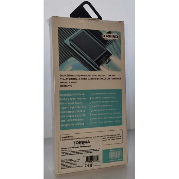 X-RHINO 10.000 Mah Dijital Göstergeli El Fenerli Powerbank - 4