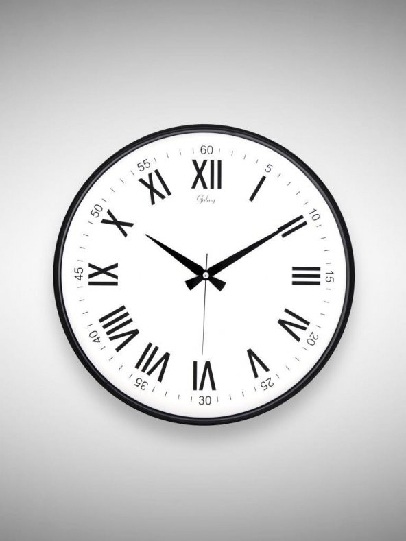 Galaxy 717-K-3 Serisi Roma Rakamlı Metal Görünümlü Sessiz Akar Modern Duvar Saati 40 cm ürün görseli