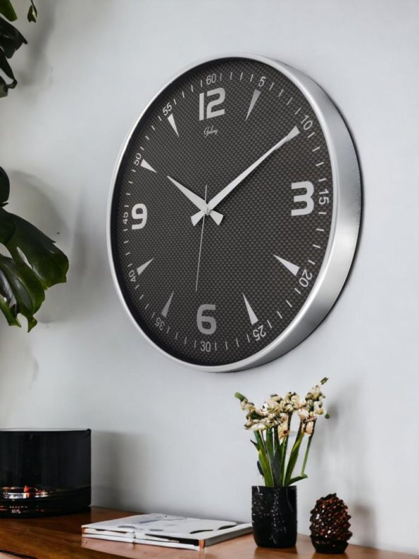 Galaxy 717-G-2 Serisi Klasik Rakamlı Metal Görünümlü Sessiz Akar Modern Duvar Saati 40 cm - 2