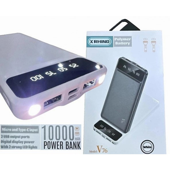 X-RHINO 10.000 Mah Dijital Göstergeli El Fenerli Powerbank - 2