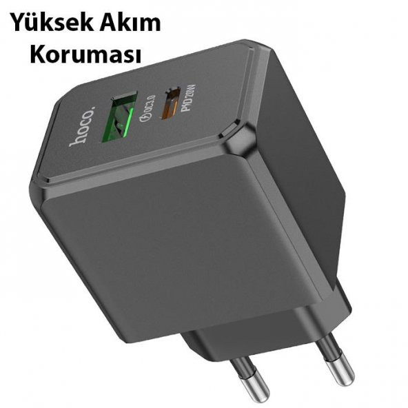 Polham HC Series PD 20W 1x QC3.0 USB, 1xType-C Girişli Süper Hızlı Şarj Adaptörü Başlığı, Isınmaz, Akım Korumalı, Akıllı Şarj Adaptörü - 3