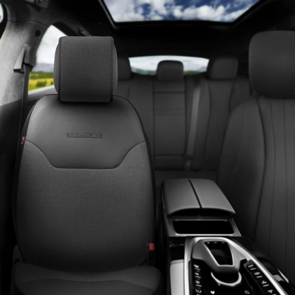 Otom Exclusive Koruyucu Oto Koltuk Minderi Premium Keten  Siyah - 2