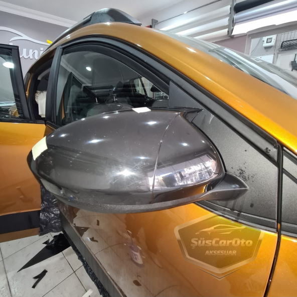Dacia Sandero Mk3 2020 Sonrası Uyumlu Batman Yarasa Ayna Kapağı Piano Black ABS Plastik - 5