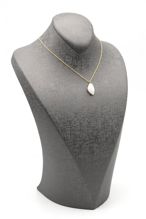 Ay Taşı Doğal Taş Gold Renkli Kolye - Resim 2