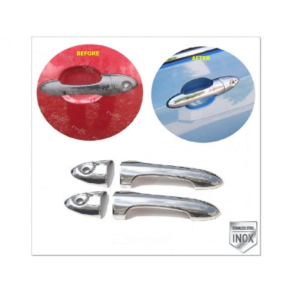 Ford Focus 1 Krom Kapı Kolu 2 kapı 1998-2005 Paslanmaz Çelik (Çift Delik) - Resim 4